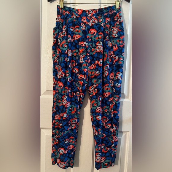 ELEVENSES Anthropologie Sz 2 “Coral Floral” Beautiful Blue Lined Pull-On Silky - Picture 2 of 13